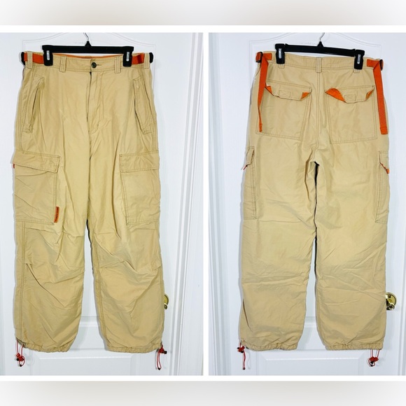 Y2K Abercrombie & Fitch Paratrooper Baggy Cargo Utility Pants Vintage Tan Mens M